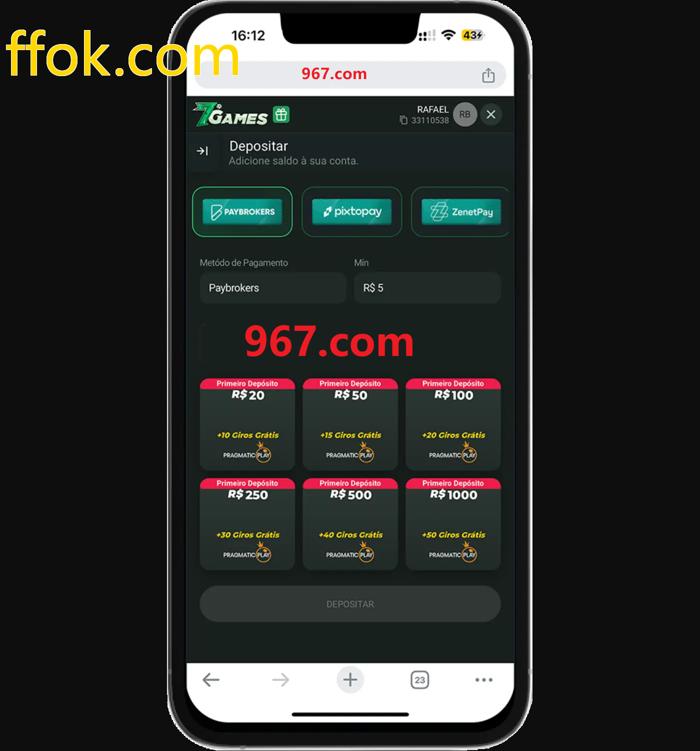 Baixe o aplicativo ffok.com para jogar a qualquer momento